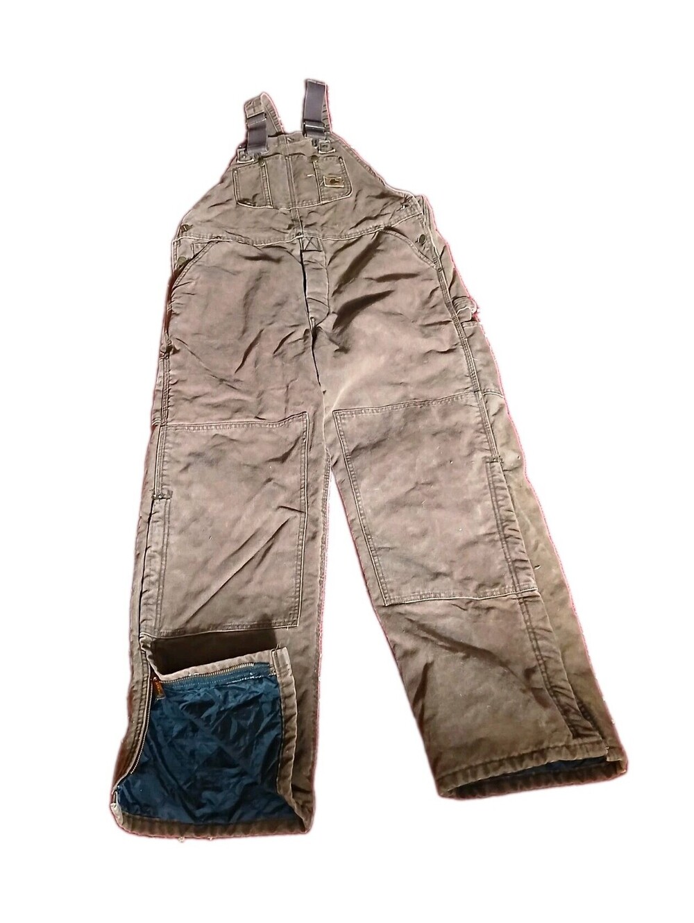 Vintage 1999 Carhartt R27 CHT Chestnut Double Knee Quilted Bib Overall 38x32 USA